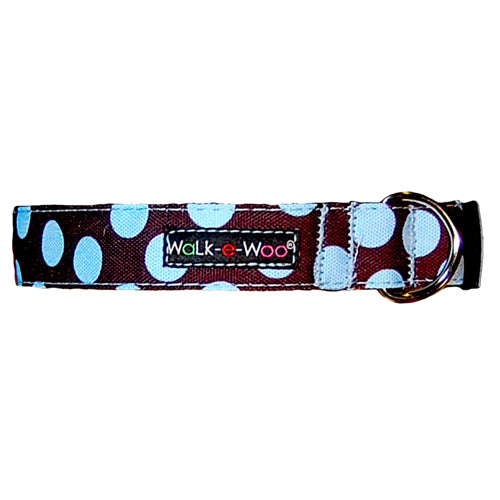 WaLk-e-woo Blue Dots on Brown Collar