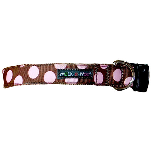 WaLk-e-woo Pink Dots on Brown Collar