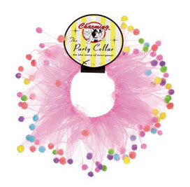 Pink Party Collar with Pom Poms