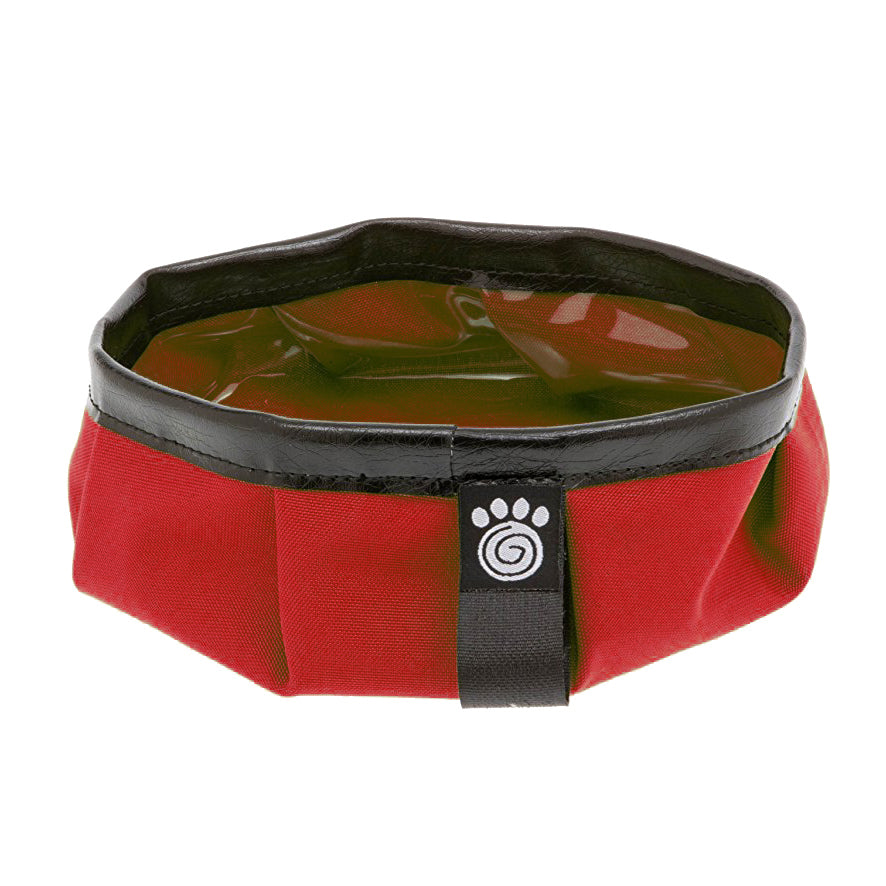 red pet travel bowl